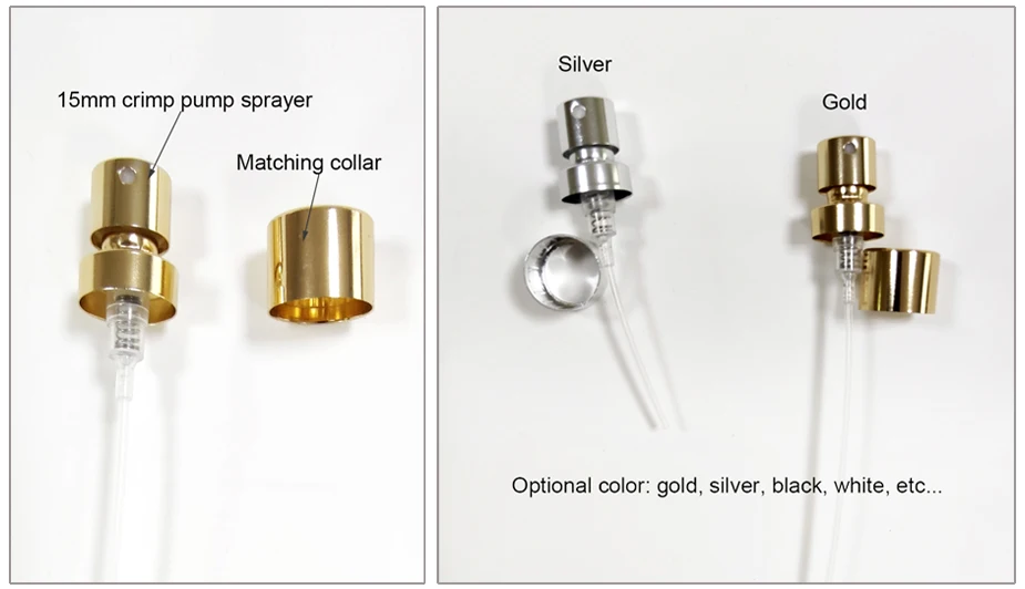 pressurized sprayer mist pump fea15 15mm black matte gold silver cylindrical screw spray crimp bottle atomizer perfume pump