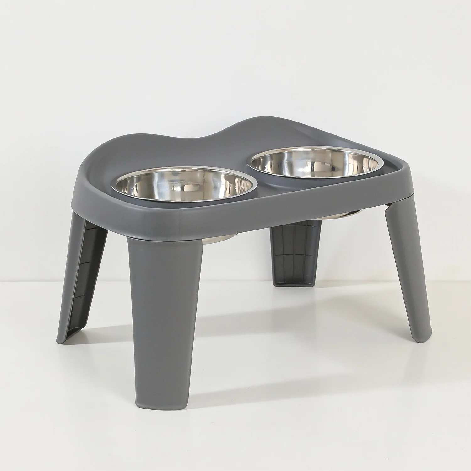 Foldable Elevated Dog Bowls Stainless Steel Double Pet Bowl Folding Pup Food Water Feeder