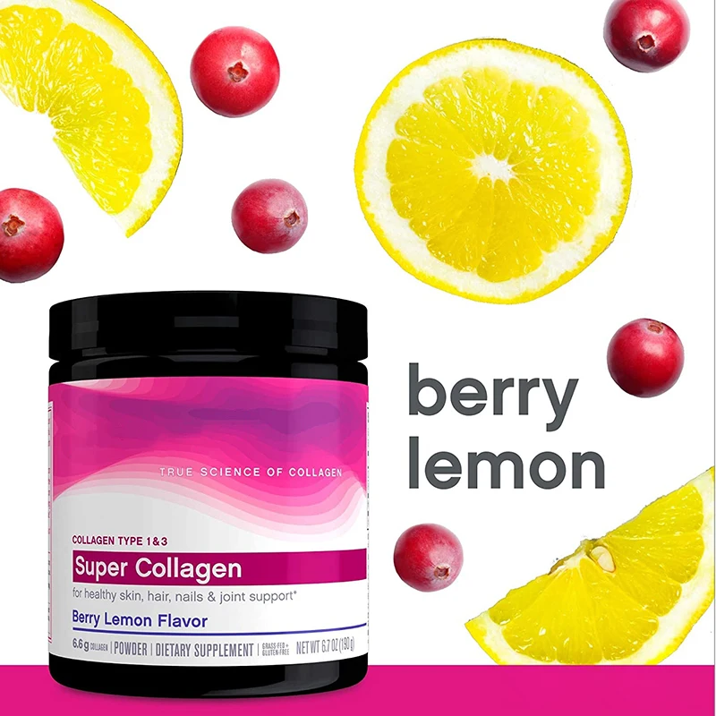 
OEM Collagen Powder - Grass-Fed Collagen Types 1 & 3 - Paleo Friendly & Gluten Free, Berry Lemon Flavor - 6.74 Ounces 