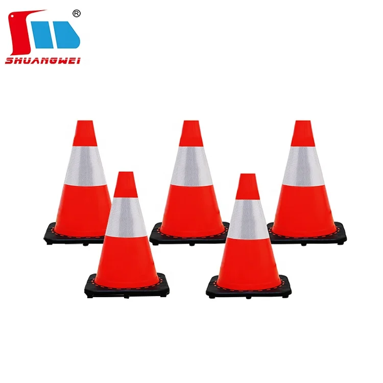 UV Resistant High Reflection Parking Lot Driveway 450mm PVCTraffic Safety Road Warning Plastic Cone With Reflective Films