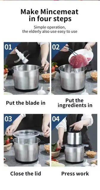 Stainless Steel Blender Electric Meat Grinder Powerful Meat blender Professional Meat Grinder Heavy Duty Grinder