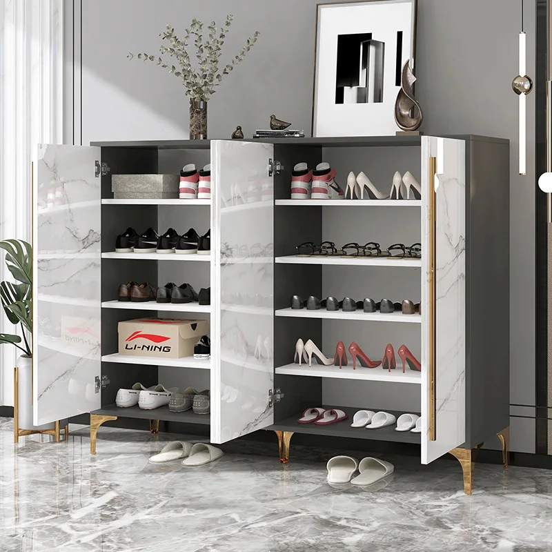 Wall Mounted Antique Black Walnut Color Custom Wooden Shoe Rack Simple Design