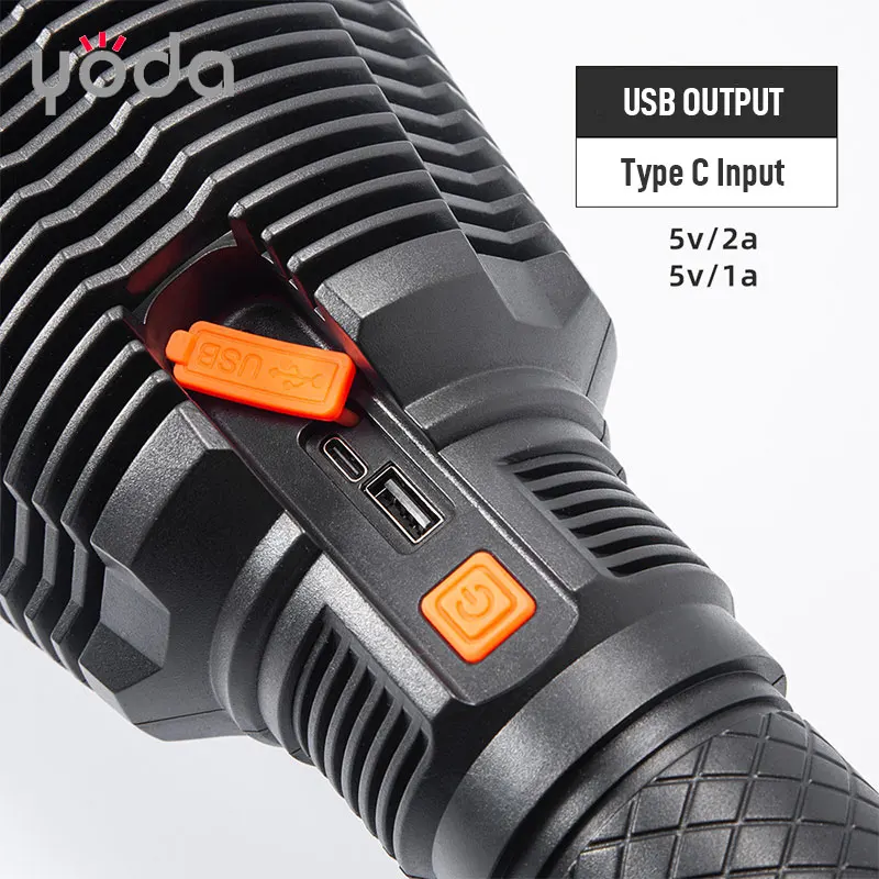 140mm big reflector cup type c 2000 meters range 20w p50 high power rechargeable led flashlights