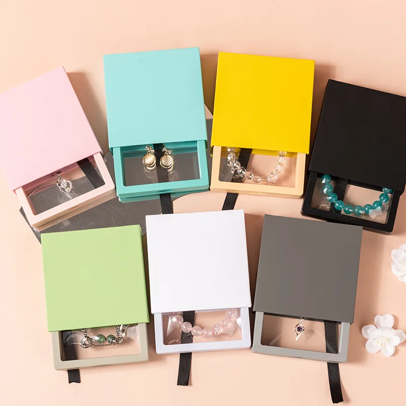 7x7x2cm Custom Logo Drawer 3d PE Film Suspension Floating Frame Jewel Storage Gift Packaging Drawer Jewelry Box