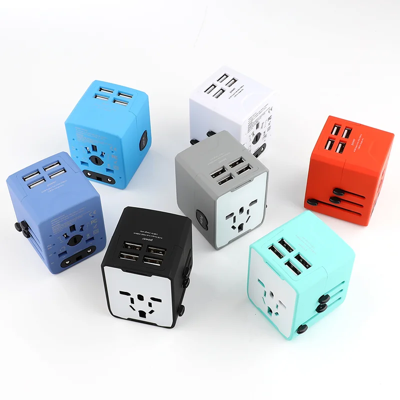 Universal Travel Charger Worldwide Voltage Compatible US UK EU AU universal travel adapter with 4 ultra-fast usb port