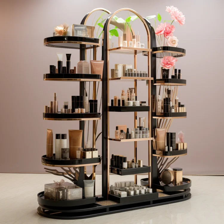 Retail Makeup Display Racks Custom Cosmetics Display Shelf Skincare Beauty Product Display Stand for Cosmetic Makeup Store