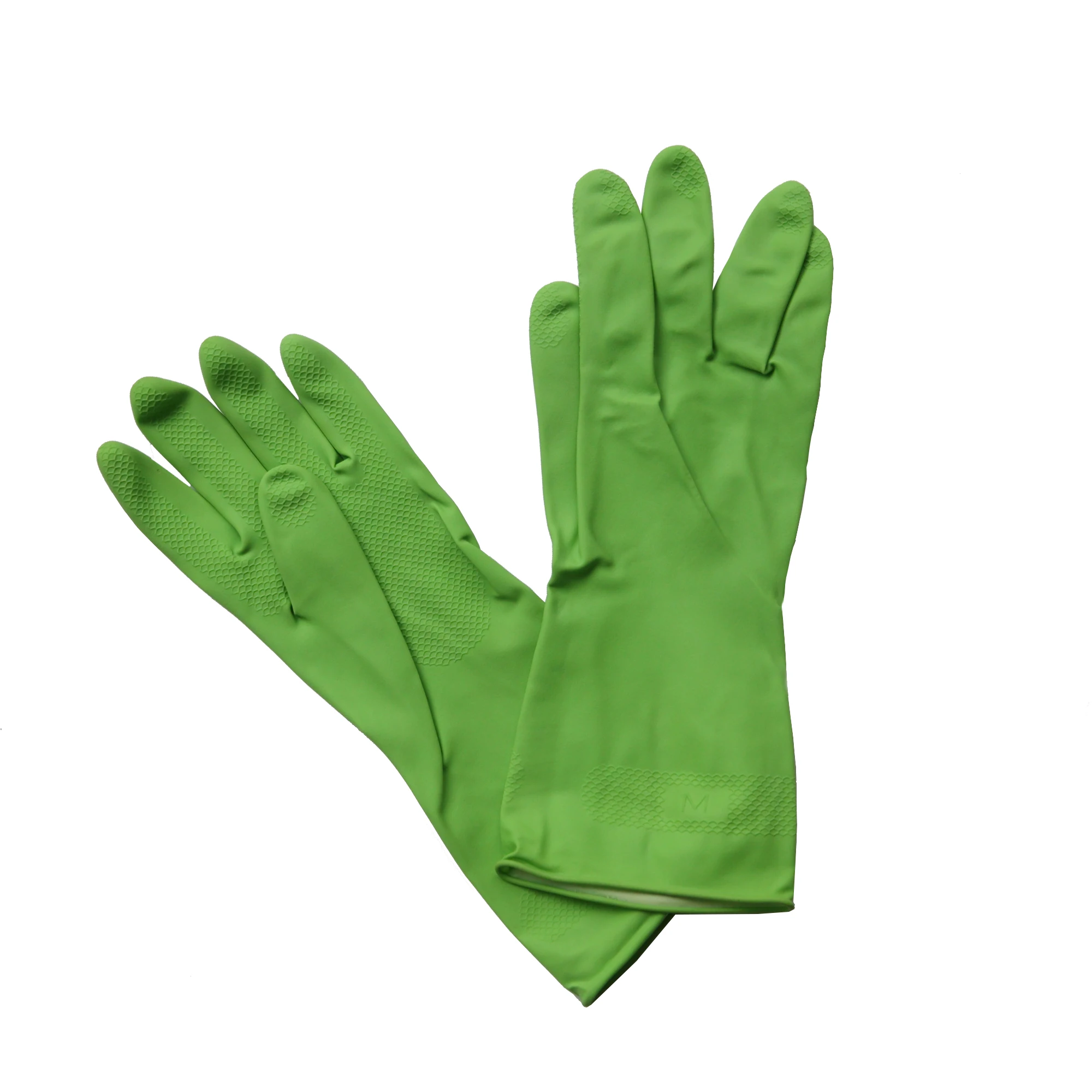 
Wholesale 85g Flocklined Diamond Grip Green Nitrile Working Gloves 