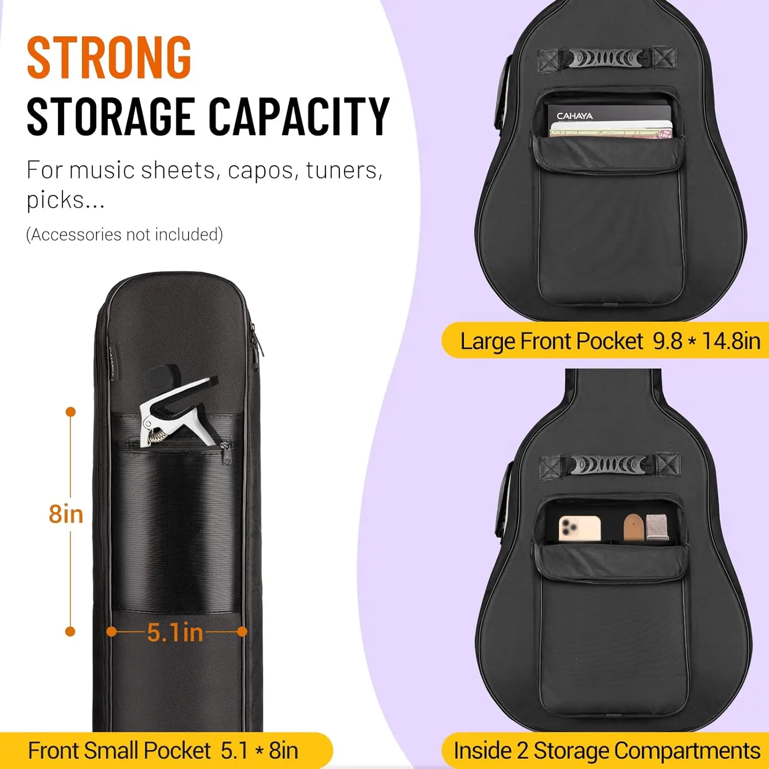 Upgraded Premium Version for 40 41 42 Inch Acoustic Guitar Gig Bag Water Resistant Guitar Case Soft Guitar Backpack Case