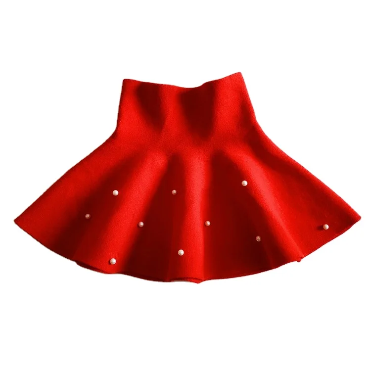Fall Winter Baby Toddler Bottoms School Girls Knitted Skirt Princess Pearls Dance Party Skirts For Kids Children Clothes