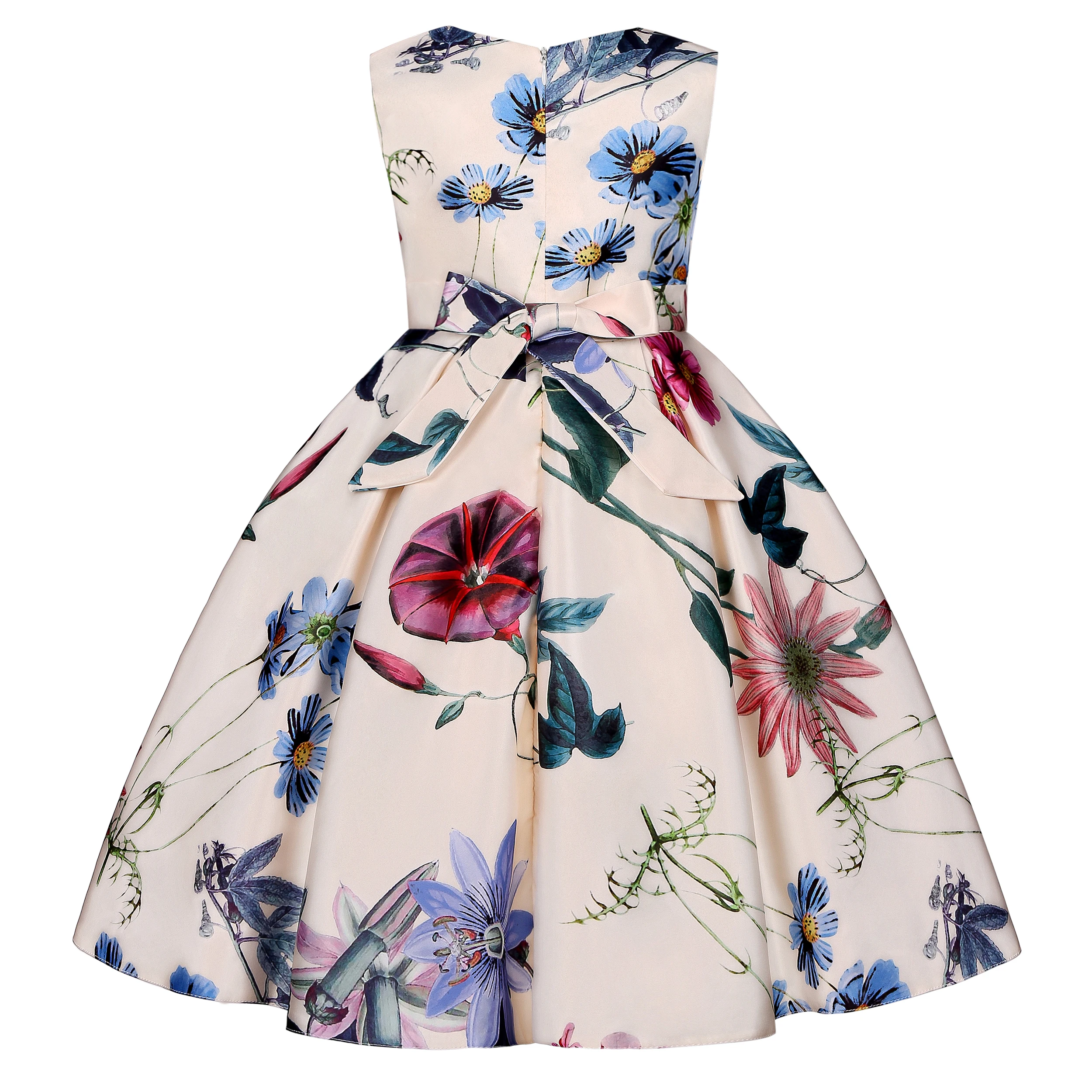 Goodada Garment Elegant Flower Girls Evening Prom Party Dress Embroidery Girls Wedding Dress With Bow