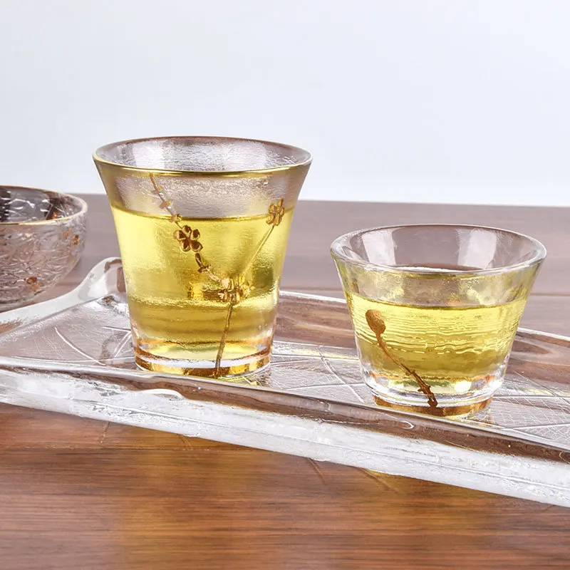 
Japanese style small Kung fu tea set tracing gold dot hammer pattern Glass tasting cup 