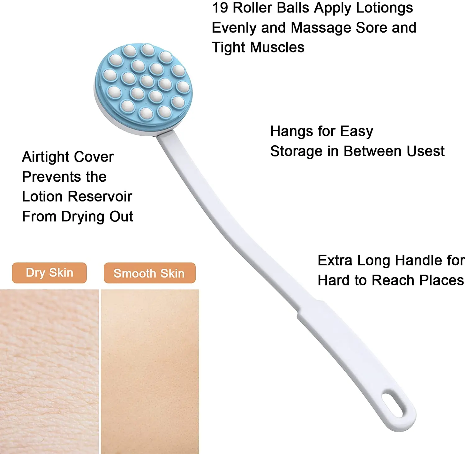 New design 19 balls ABS PP practical removable shower brush shower gel automatic bubble long handle bath brushes  massage brush