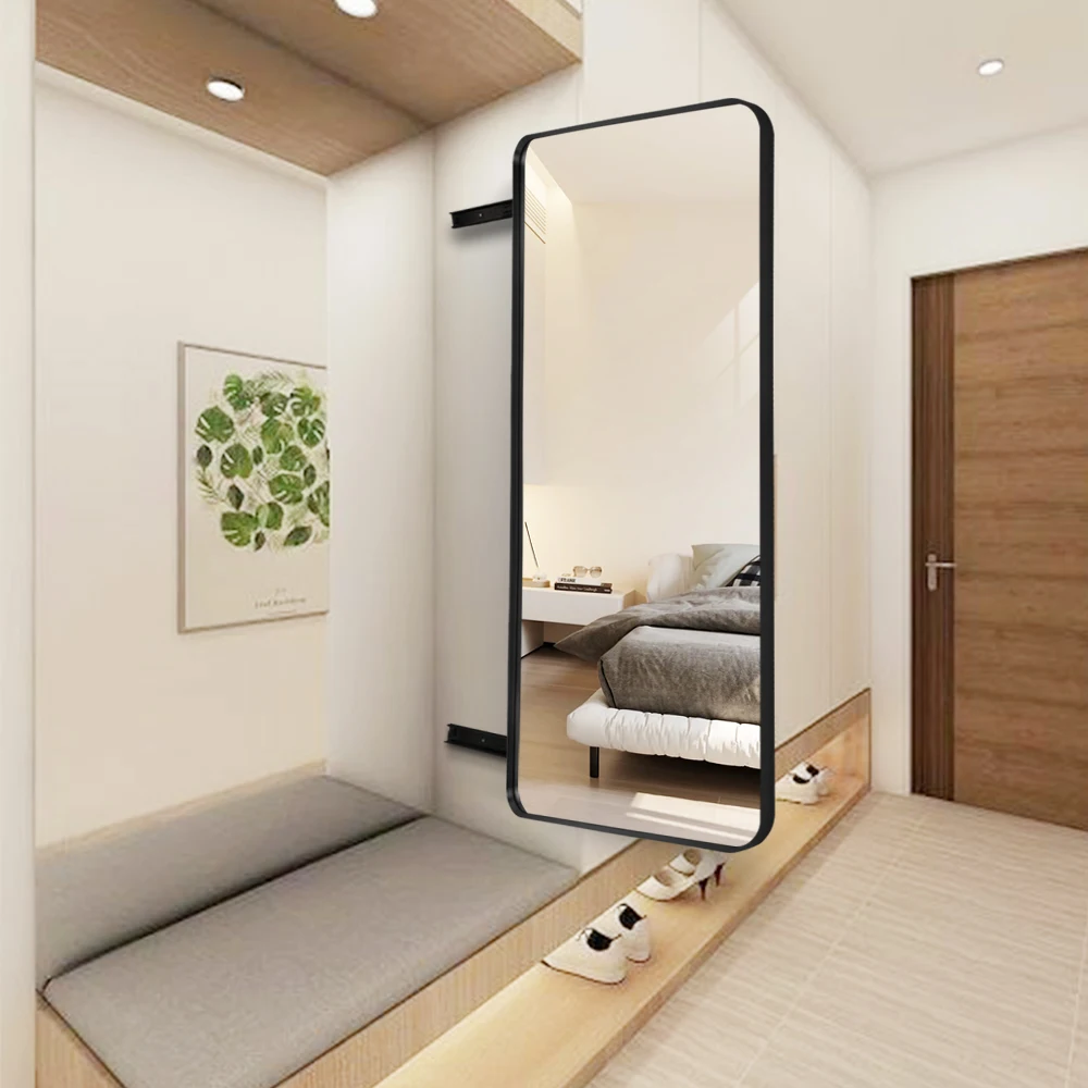 Push-able Explosion-Proof Aluminum-Framed Full Length Dressing Mirror with Mute Slide