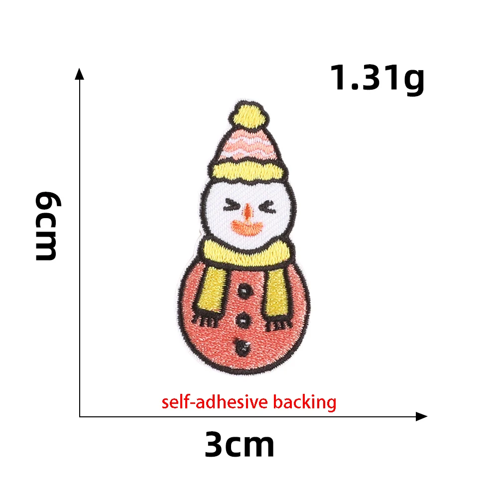 lovely christmas holiday self-adhesive snowman design embroidered decoration patch for bag hat