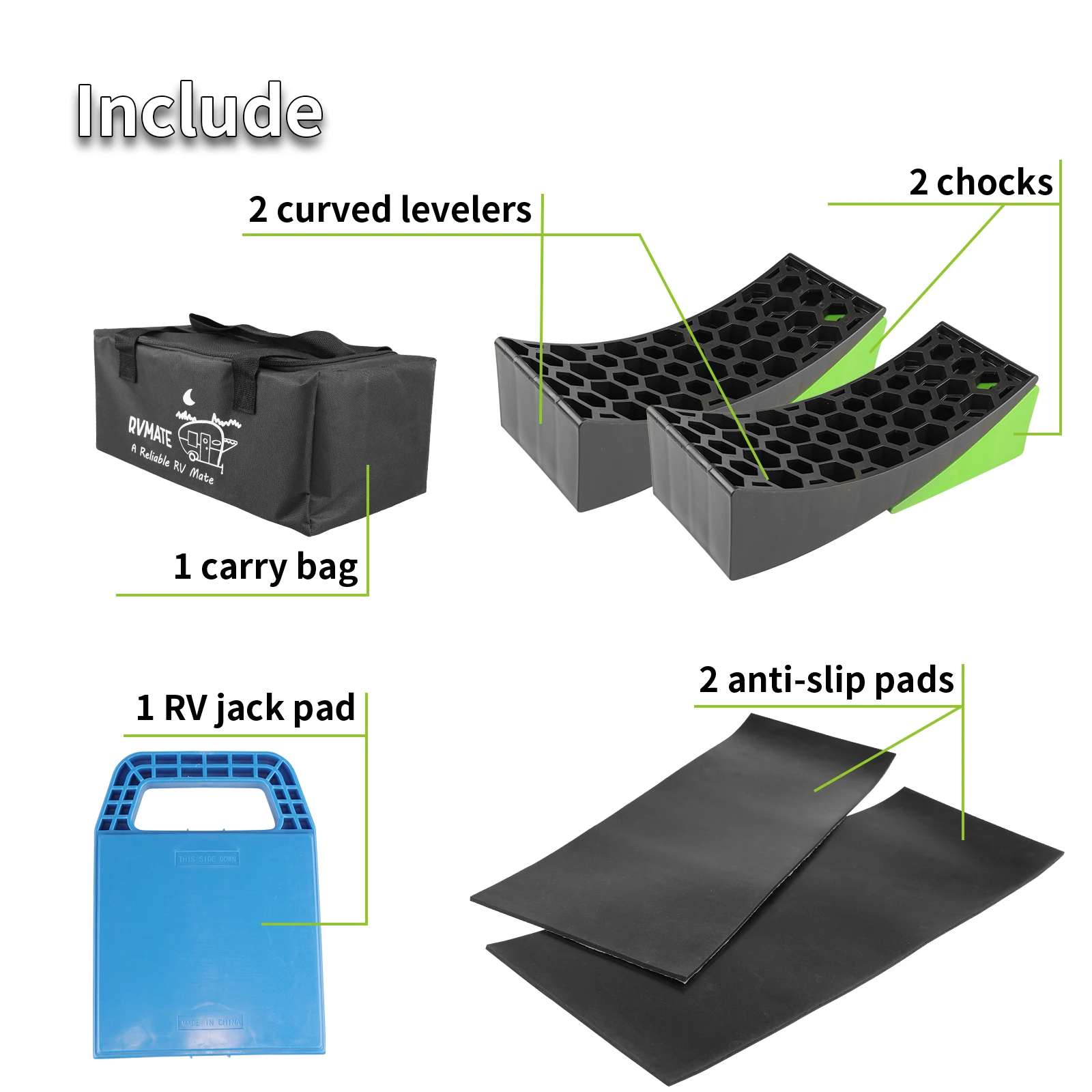 Heavy duty rv leveling blocks and chocks antislip pads design Camper Wheel Chocks Camper Accessories