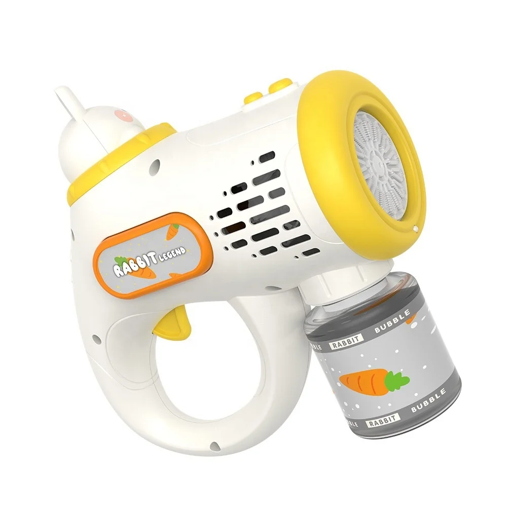 Battery Operated Bubble Gun Cute Rabbit Cartoon Automatic Bubble Toys LED Light Blower 10000+ Bubbles
