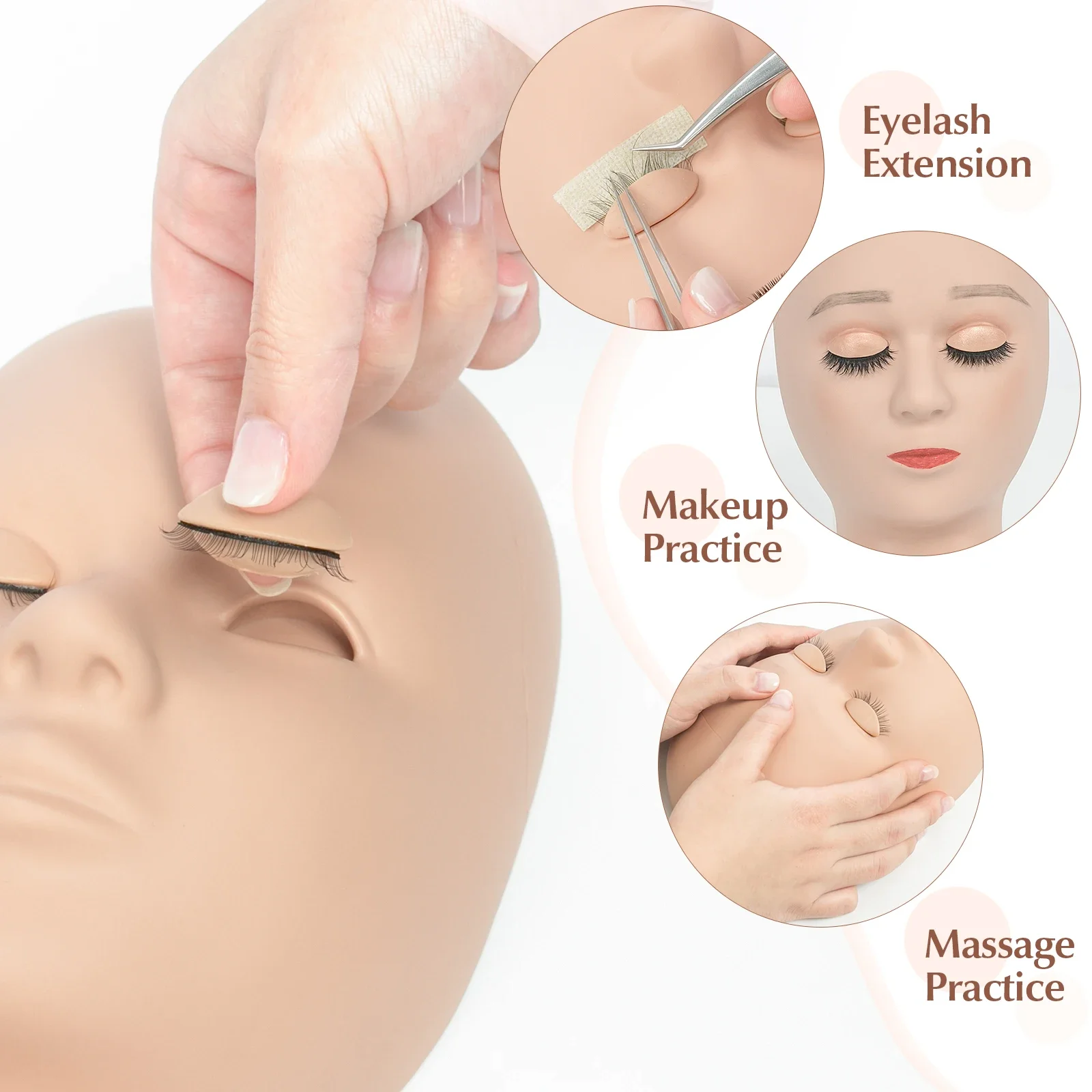 Closed Eyes Mannequin Head With Shoulder Acupoint Acupuncture Massage Makeup Eyelash Extension Practice Model Head