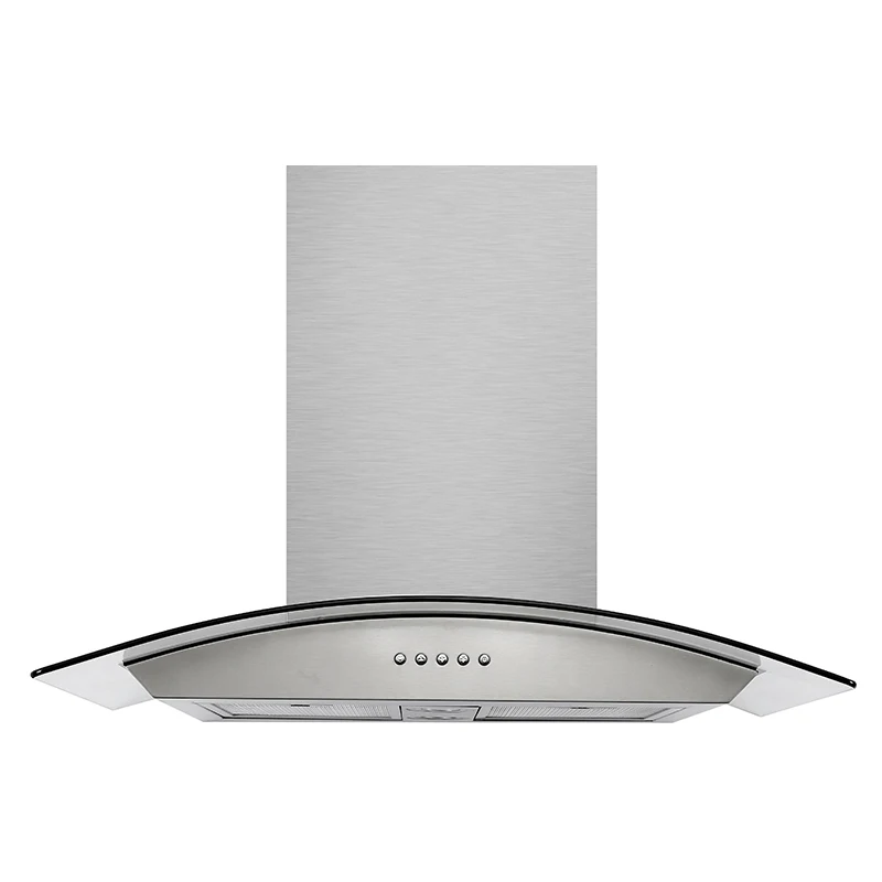 30 Inch ETL Certificated Wall Mounted Range Hood Curved Glass Kitchen Appliance Cooker Hood