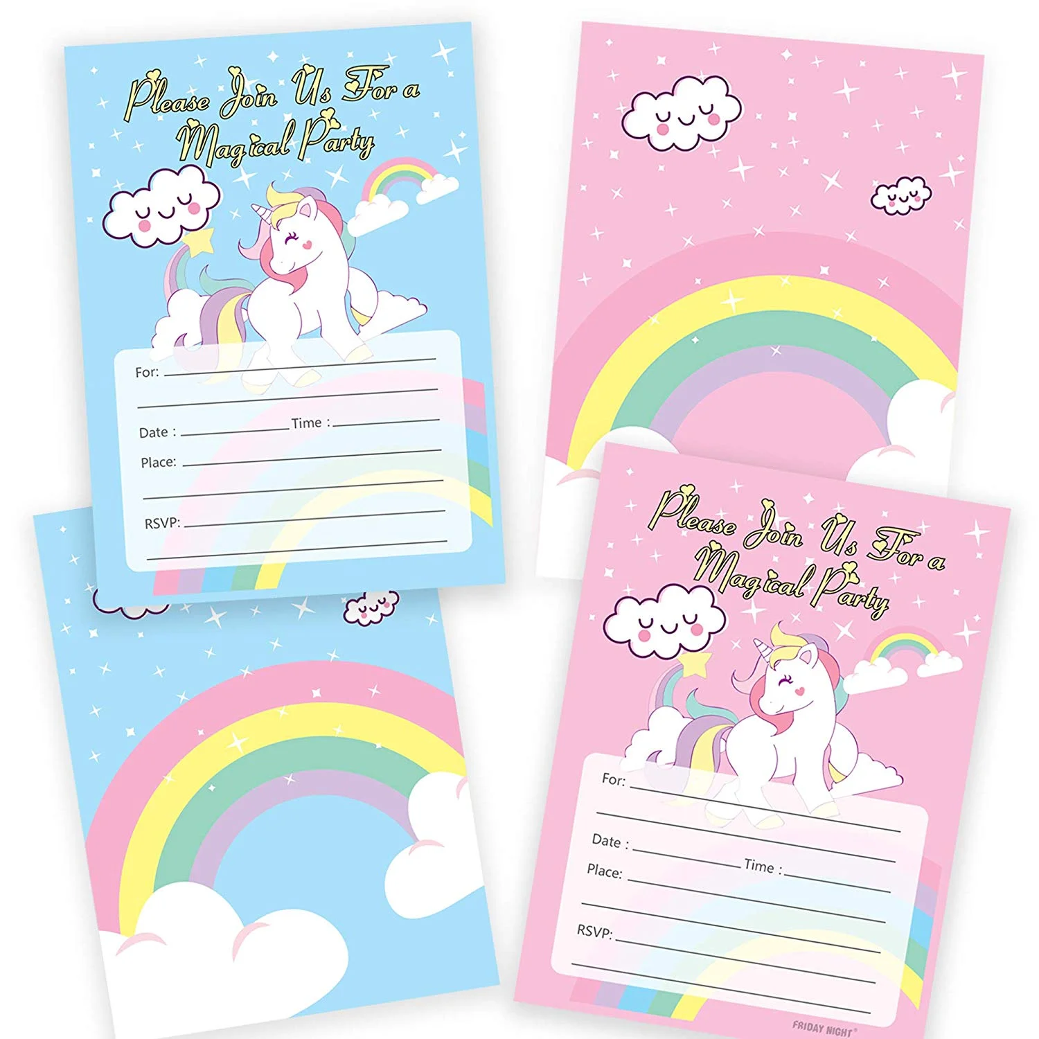 Unicorn Birthday Invitation Cards Envelopes Party Supplies Paper Wedding Card Design for Baby Shower Kids Party Event