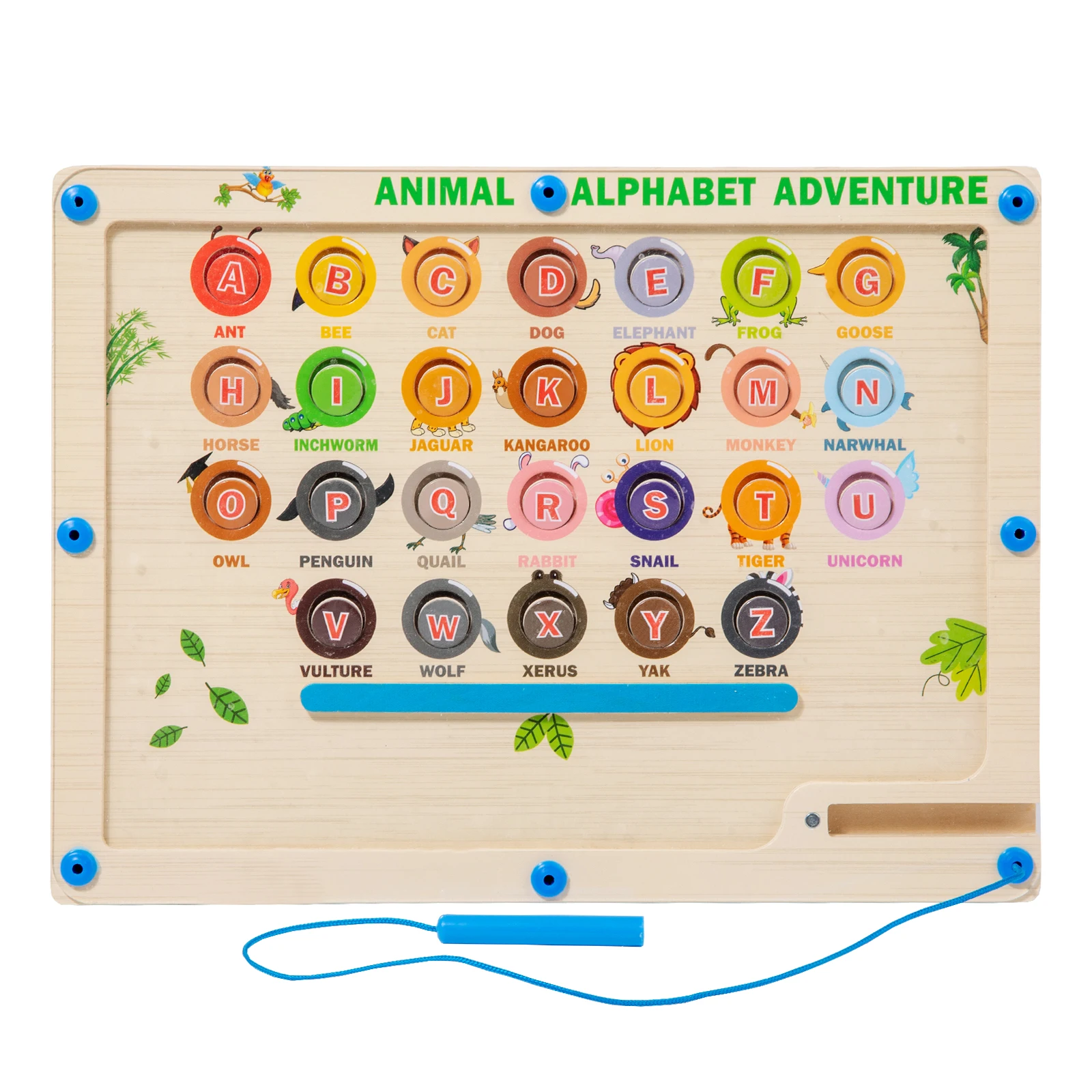 Magnetic Alphabet and Animal Pairing Desktop Game for Children Color and Number Maze Sorting English Letters Recognition