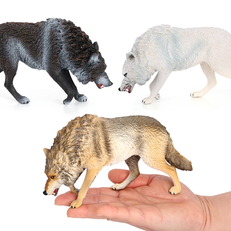 Wholesale Solid PVC Simulation Statue Model North American Gray Wolf Animal Figurines Toys