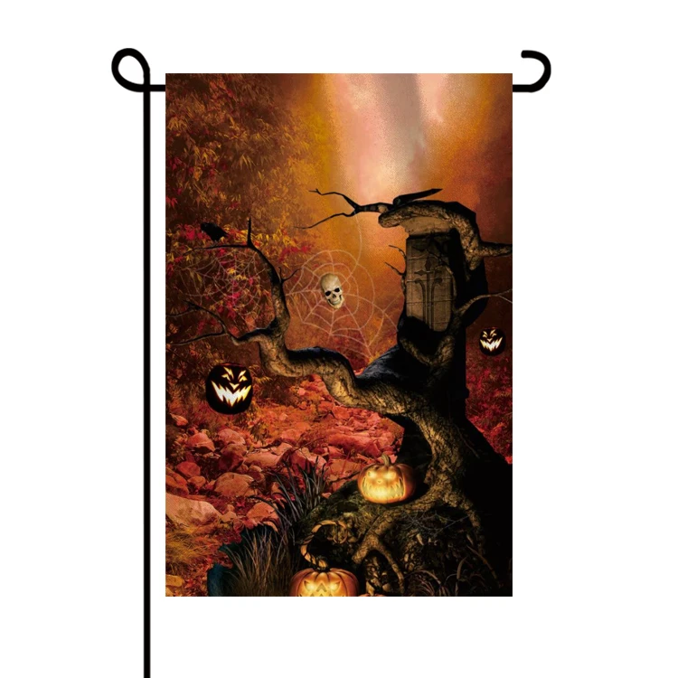 Wholesale Popular Garden Flag Halloween Yard Decoration Pumpkin Flag Double Sided Garden Flag