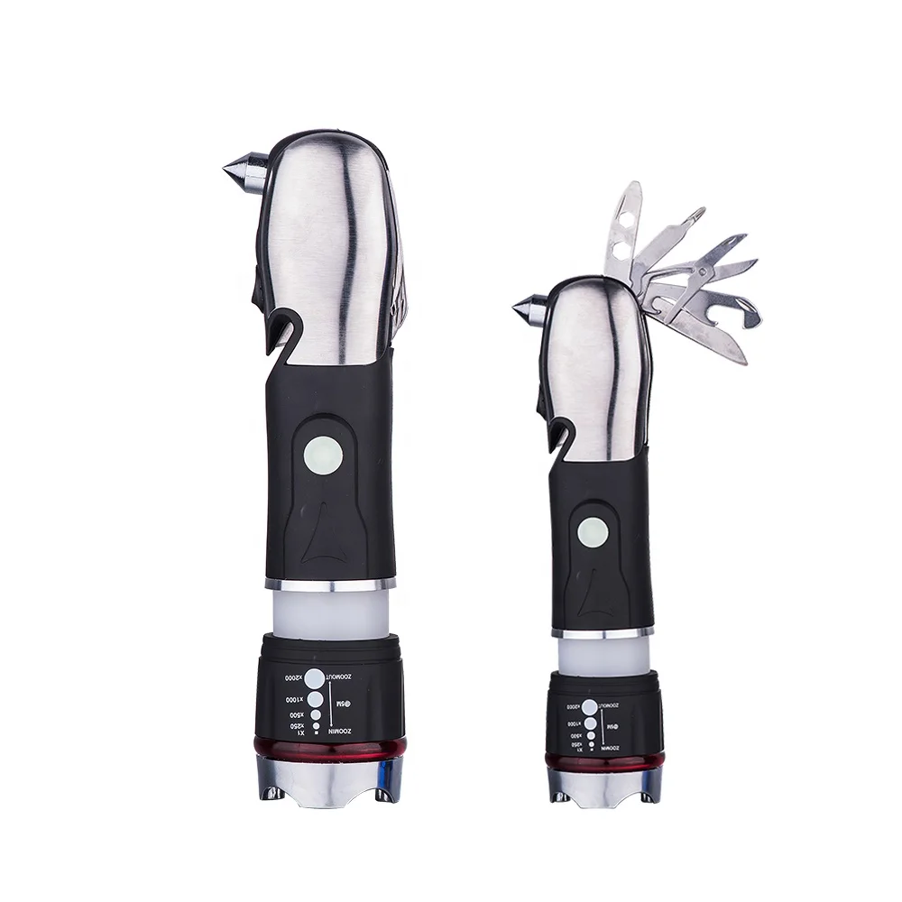 Newest Design Multi Tools Outdoors Camping Led Flashlight AAA Multifunction Flashlight Dry Battery 3*AAA Battery White YILUYOUWO