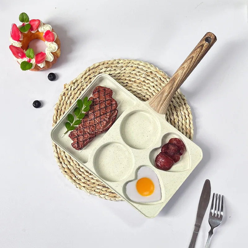Multi-Functional Luxury Square Three-in-One Breakfast Pan Non-Stick Aluminium Alloy Flat Bottomed Egg Grill Pan