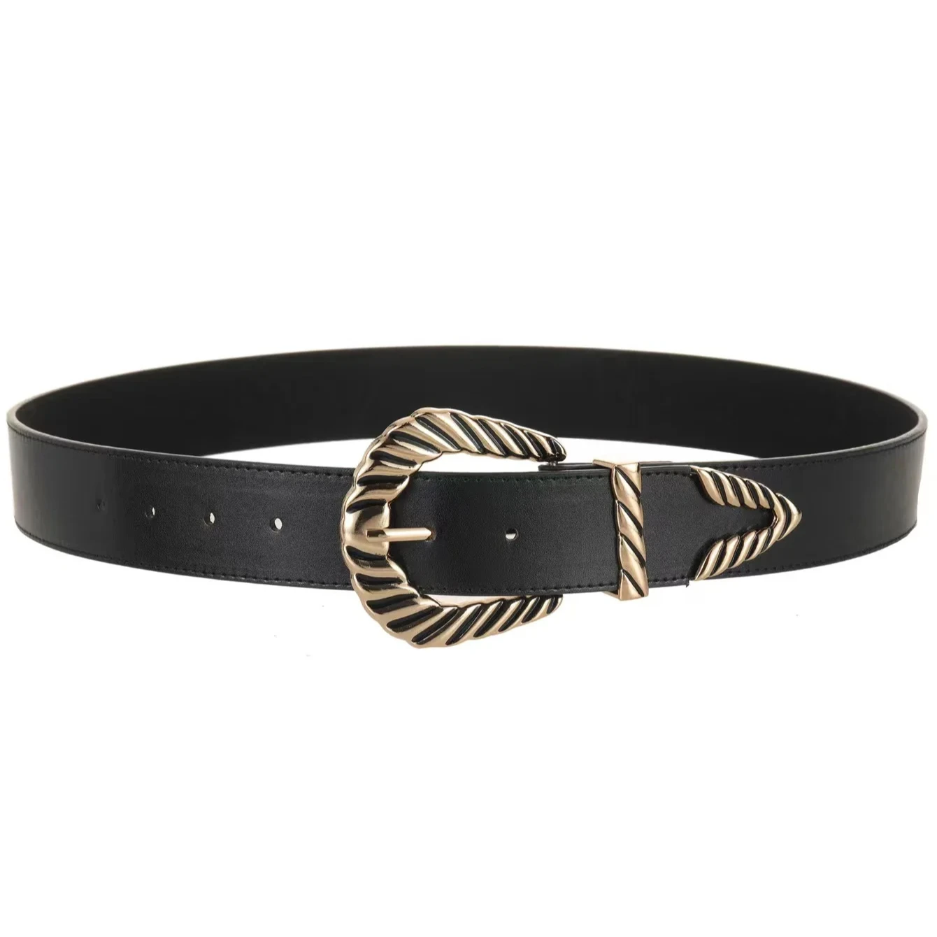 Women leather design New retro grand triangular tail buckle fashion versatile belt