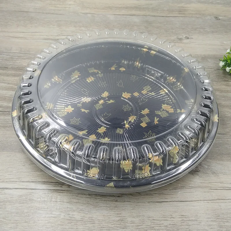 Free sample  28cm Plastic  disposable Takeaway Round Custom Japanese Recyclable Sushi packaging Box with lid