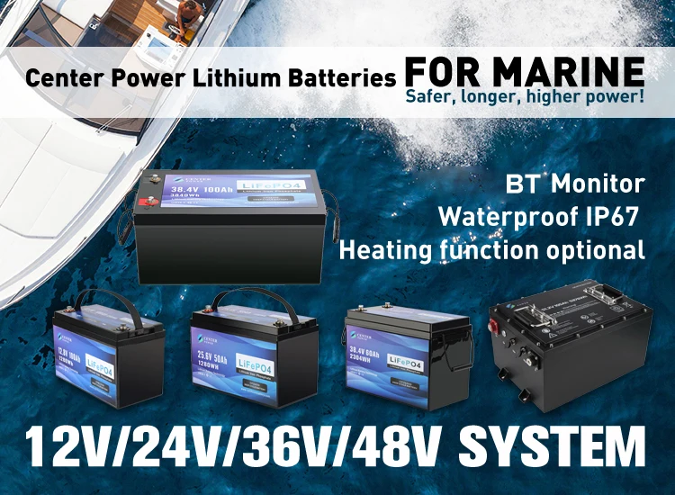 Center Power 36 volt marine lithium ion batteries 36v 100ah lifepo4 deep cycle marine battery