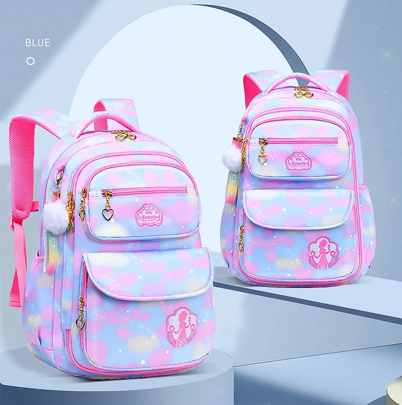 2024 Wholesale Schoolbag Primary School Students Gradient Girls 6-12 Years Old Backpack Burden Reduction Princess backpack