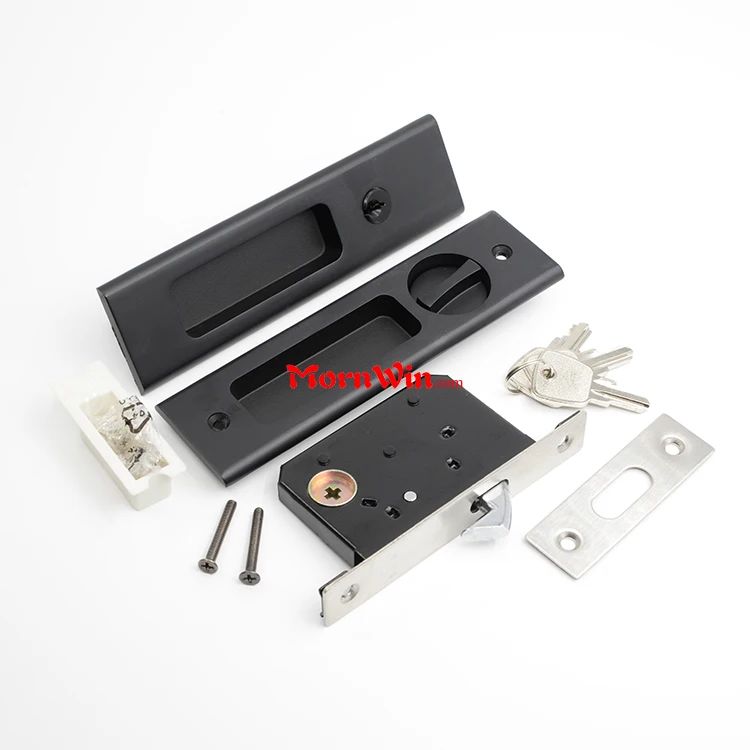 Sliding Door Lock Invisible Recessed Handle Latch Pocket Sliding Door Lock for Wood Furniture Hardware