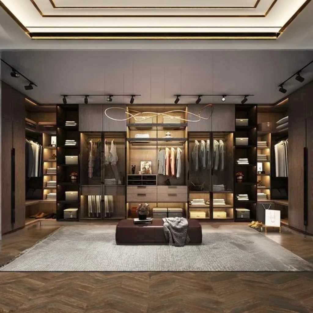 Italian Style Luxury Built-In Bedroom Furniture Latest Guarda Roupa Wall Cabinet Closet Design Metal Wardrobe for Hallway