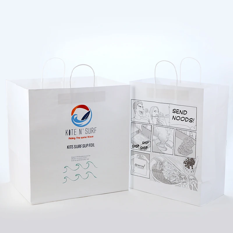 Custom Your Own Logo Eco friendly take away brown kraft shopping bag with own logo handle