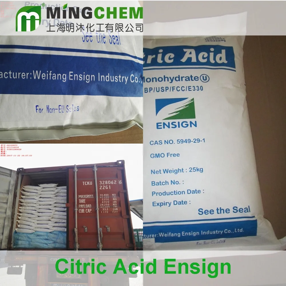 
Food Grade Acidulants BP98 USP24 E330 8mesh to 80mesh fine crystal powder Citric Acid Monohydrate 