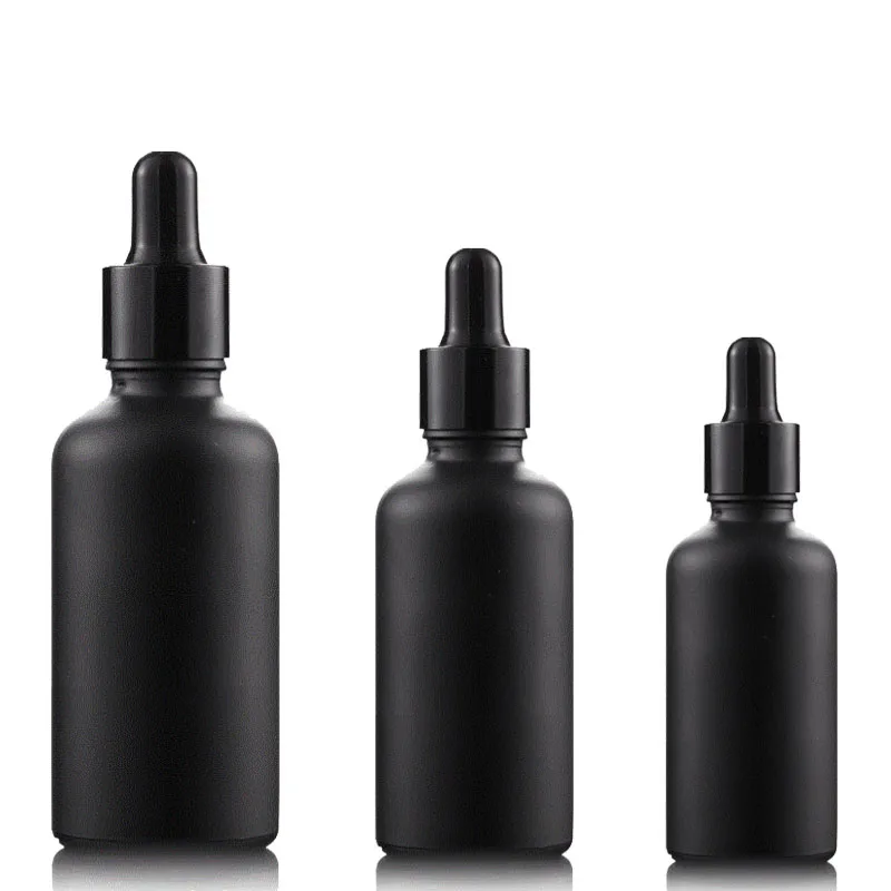 
hot sale 5ml 10ml 15ml 20ml 30ml 50ml 100ml black glass spray bottles frosted black bottle 