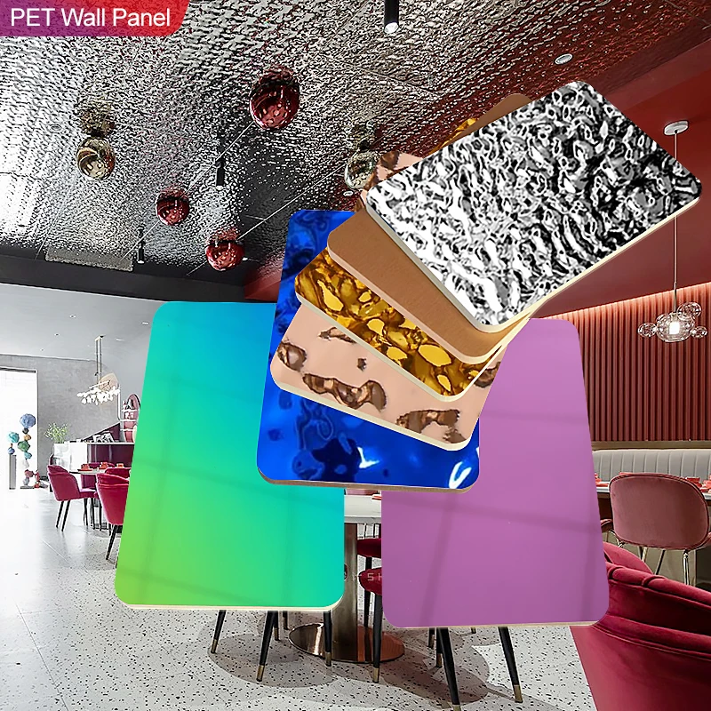 PET Wall Panels Bamboo Charcoal Wood Veneer 3D water ripple wood veneer for ceiling decoration