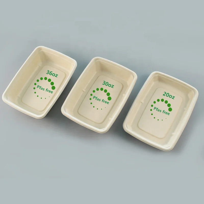 30 36 Oz 32 48Oz Biodegradable Sustainable Pulp Sugarcane Rectangular Round Salad Bowl