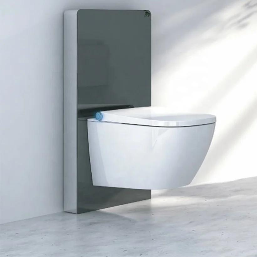Modern bathroom sanitary ware WC system sensor flushing tempered glass cabinet cistern