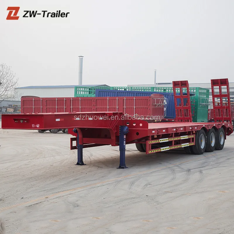 3 axles Customized Machinery Transport 60Ton Lowboy Lowbed Low bed Semi Trailer