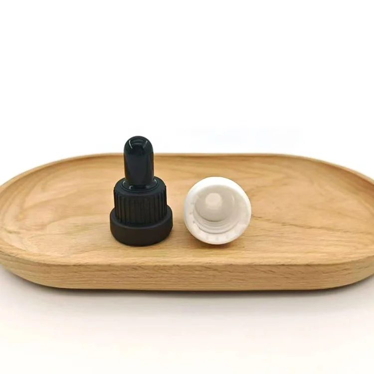 clear matte essential oil glass silicone measure Euro dropper 18mm plastic pp cap eco friendly white rubber dropper with pipette