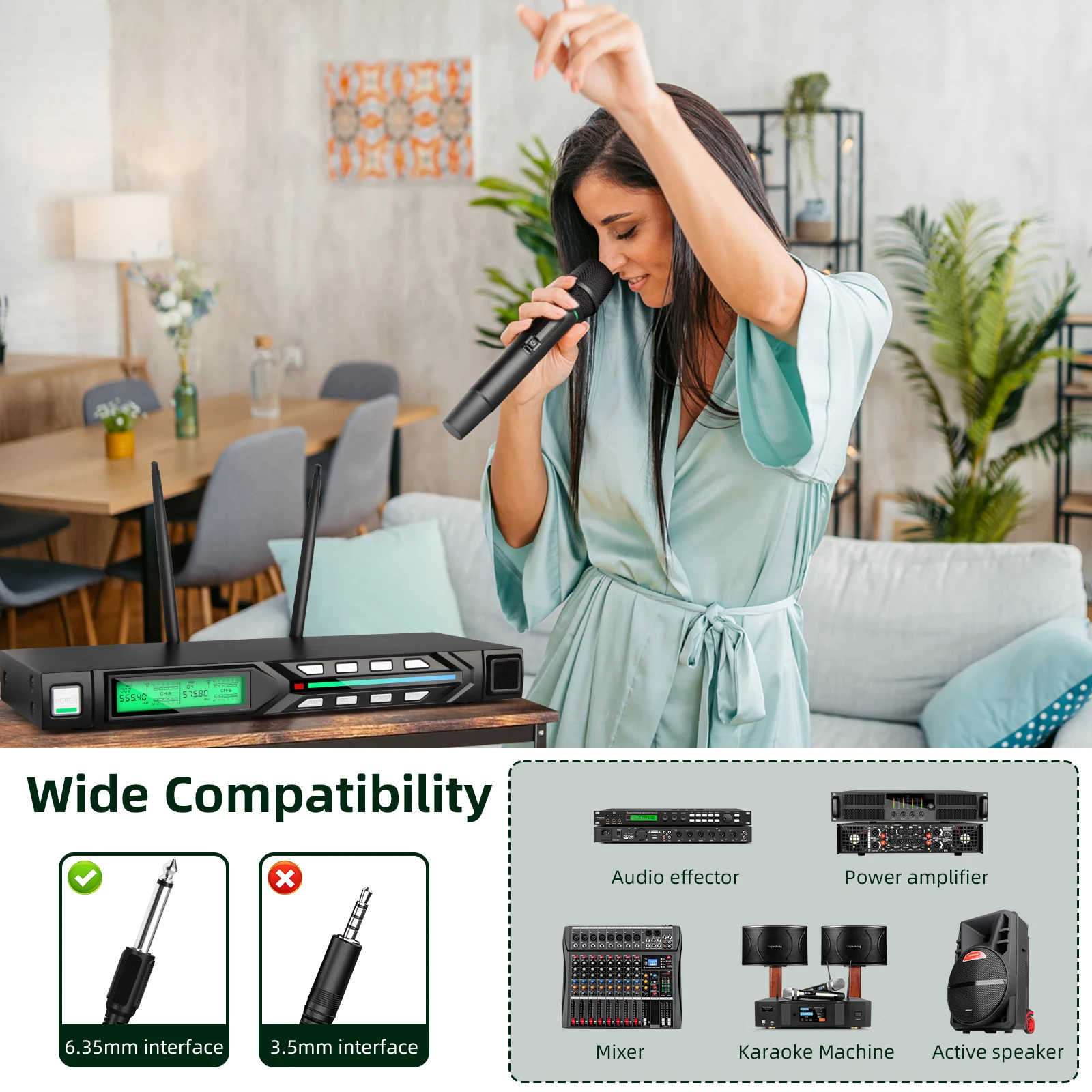 R7 Professional Wireless Microphone Set UHF Stage Performance Equipment Noise Cancelling Outdoor Activities Karaoke