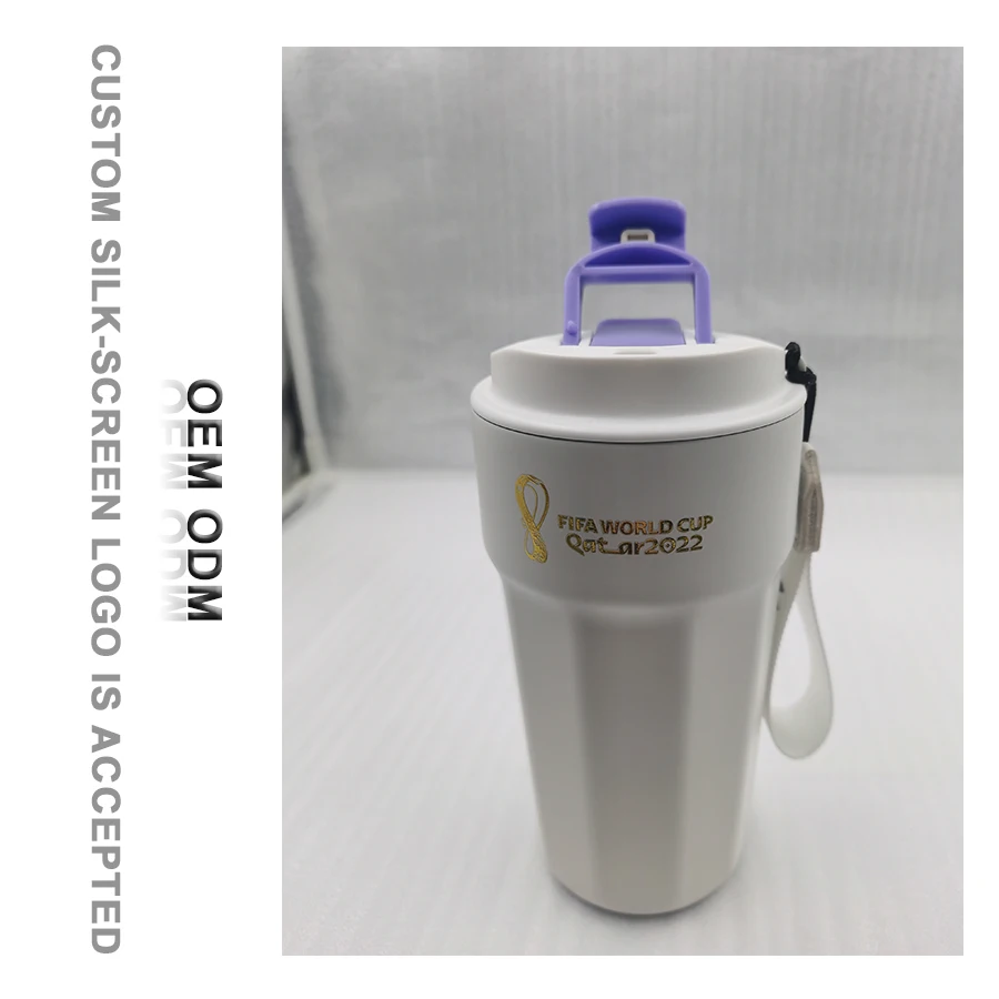 Custom Logo Double Bubbler 380Ml 500Ml Stainless Steel Travel Cup Coffee Insulated Mugs with Lid and Straw Cover