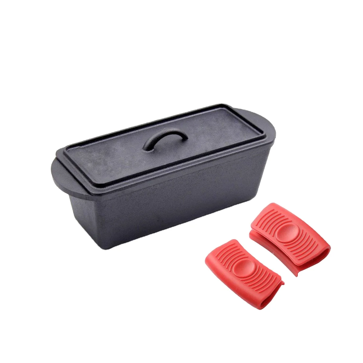 Cast iron roasting pan with a square fry pan lid of kitchen pot and pan sets