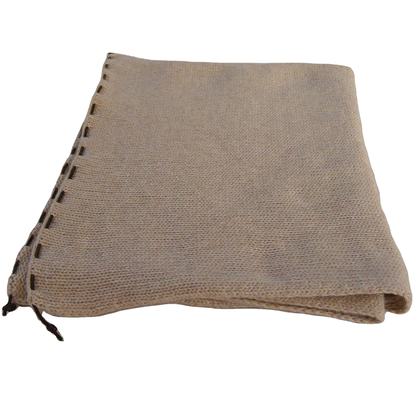 High quality made in Italy unisex soft light plain with leather border luxury  knitted wool shawl scarves for men women
