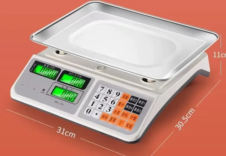 LCD Display White Color Heavy Duty Body 420g Stainless Iron Tray Plate Electric Scale 40kg Capacity High Precision Load Cell