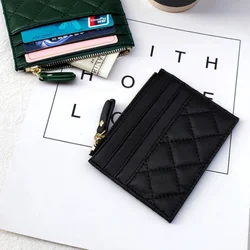 Custom Logo Coin Purse Pocket Leather Slim Wallet Genuine Leather ID Credit Card Holder With Zipper