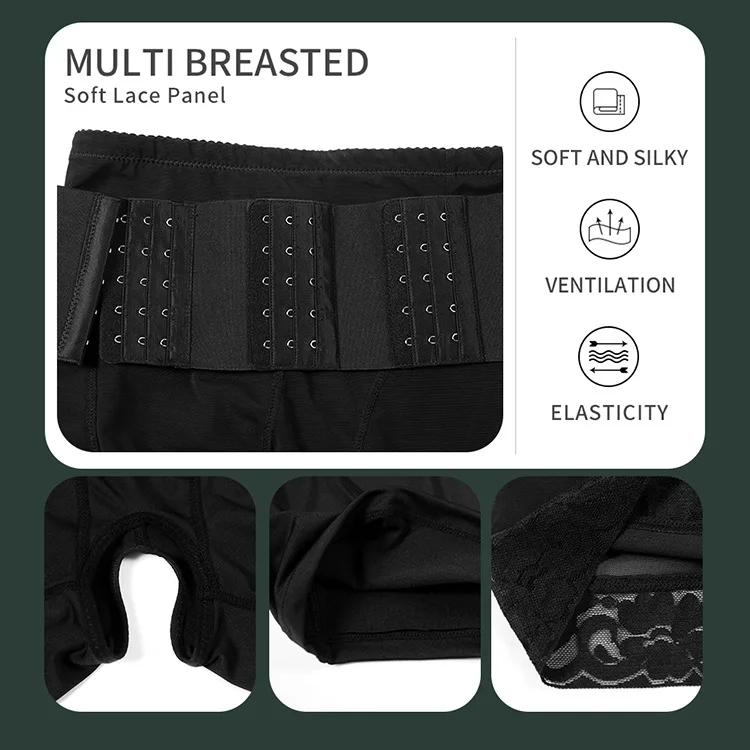 Women plus Buttocks Lifter side padded 9 Hooks adjustable Girdle Open Crotch Mesh Tummy Control High Waist Shaper Shorts