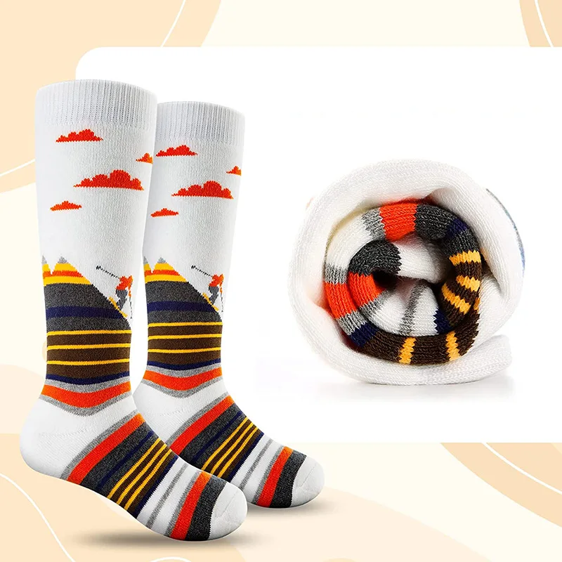 2024 JISEN Adult ski socks outdoor sports thick hiking towel bottom long tube thermal socks